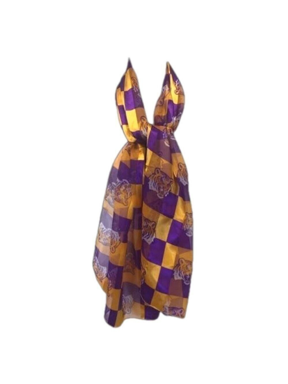LSU Tigers scarf. Purple gold tigers fan alumni college sports 14” x 60”